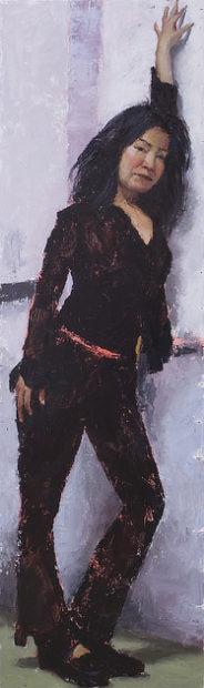 Figurative oil painting of Amy posing in the studio in Berkeley, California.