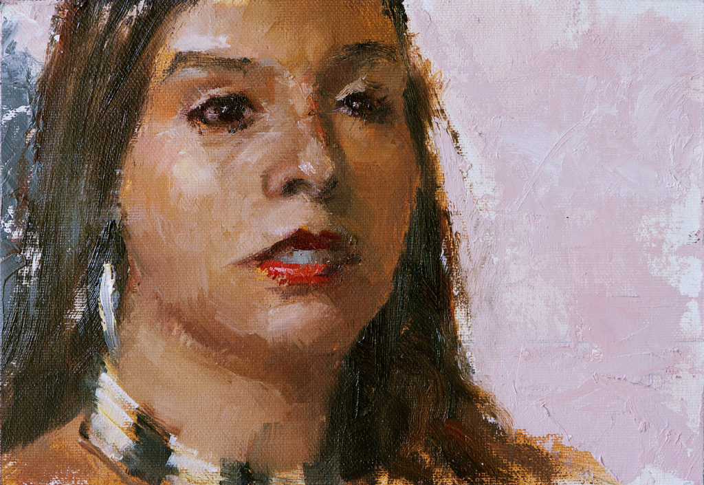 Oil painting study of Sarah from Questa, New Mexico.