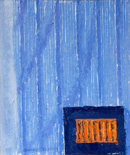 One of a series of oil paintings for the project ‘Plenty Hidden’, a collaboration between Seamus Berkeley, painter, and Amy Moon, author, exploring the modern phenomenon of self-storage, how prevalent it is in America and yet almost completely hidden from our awareness. Orange in Blue, Original oil on canvas, 12" x 10"