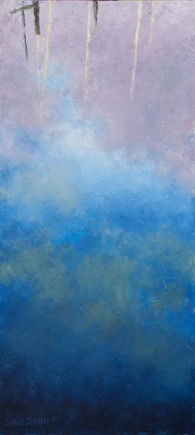 abstract oil painting of clouds reflected in the ocean