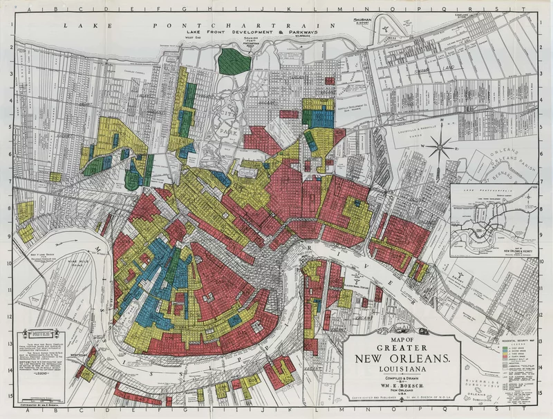 Original HOLC map of the city of New Orleans